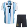 Maillot de Supporter Argentine De Paul 7 Domicile Coupe du Monde 2026 Pour Enfant