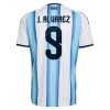 Maillot de Supporter Argentine J. Alvarez 9 Domicile Coupe du Monde 2026 Pour Homme