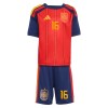 Maillot de Supporter Espagne Rodrigo 16 Domicile Coupe du Monde 2026 Pour Enfant