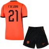 Maillot de Supporter Pays-Bas Frenkie de Jong 21 Domicile Coupe du Monde 2026 Pour Enfant