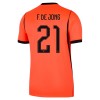 Maillot de Supporter Pays-Bas Frenkie de Jong 21 Domicile Coupe du Monde 2026 Pour Homme
