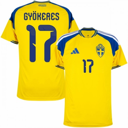 Maillot de Supporter Suède Gyokeres 17 Domicile Coupe du Monde 2026 Pour Homme Maillot de Supporter Suède Gyokeres 17 Domicile Coupe du Monde 2026 Pour Homme