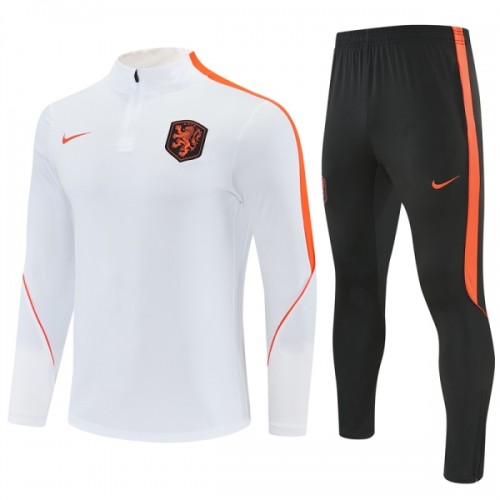 Pays-Bas Sweat d'Entraînement Quarter-Zip 2026-27 Blanche Pour Homme Pays-Bas Sweat d'Entraînement Quarter-Zip 2026-27 Blanche Pour Homme